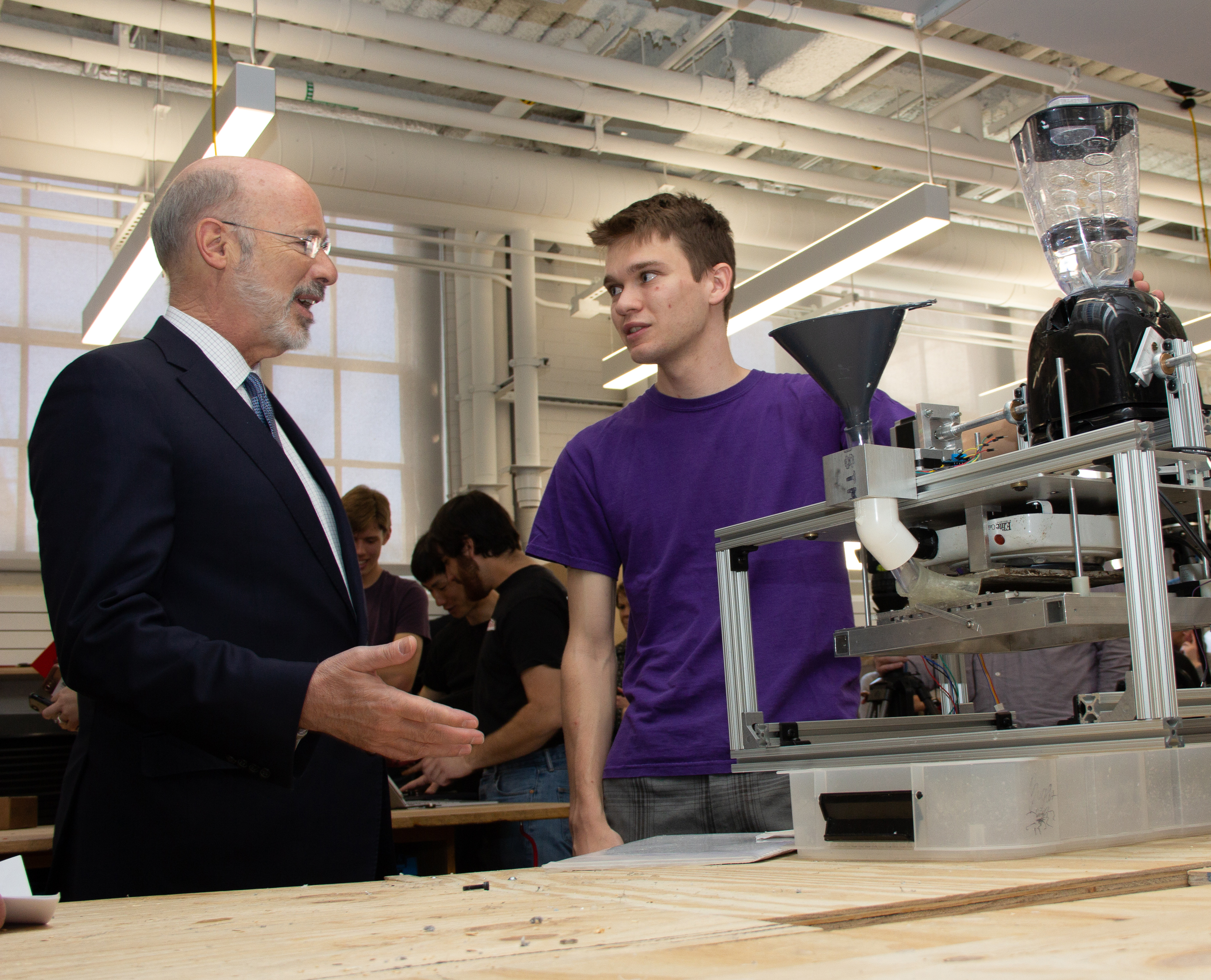 Governor Tom Wolf with a Manufacturing PA Innovation Program student